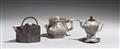 A group of three paktong teapots. Around 1900 - image-2