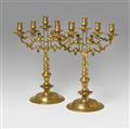 A pair of five-flame Baroque brass cadelabra - image-1