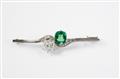 A 14k white gold toi-et-moi pin brooch. - image-2