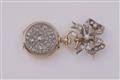An 18k rose gold and silver brooch with a pendant watch. - image-2