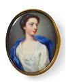 A portrait miniature of a young lady in a blue cloak. - image-1