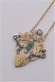 An 18k gold, silver and emerald Jugendstil pendant. - image-2