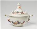 A Meissen porcelain tureen and cover with Kakiemon and ozier relief decor. - image-2