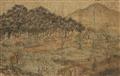 Qian Gu, in der Art - Album mit dem Titel "Ming Qian Gu shanshui ce", bestehend aus sechs losen Doppelseiten mit Landschaftdarstellungen im Stil des Qian Gu (1508-1578). Wasserschäden. Stoff bespannt... - image-3
