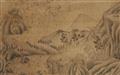 Qian Gu, in der Art - Album mit dem Titel "Ming Qian Gu shanshui ce", bestehend aus sechs losen Doppelseiten mit Landschaftdarstellungen im Stil des Qian Gu (1508-1578). Wasserschäden. Stoff bespannt... - image-4