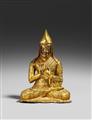 Lama, vermutlich Tsongkhapa. Feuervergoldete Bronze. Tibet. 16. Jh. oder später - image-1