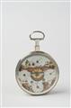 A silver and painted enamel openface pocketwatch with verge escapement - image-1