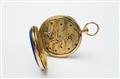 Goldene Anhängeuhr mit Goldemail-Uhrkette - image-4