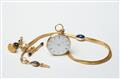 Goldene Anhängeuhr mit Goldemail-Uhrkette - image-1
