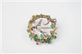 A Russian 14k gold, emerald, diamond and pearl wreath brooch - image-2