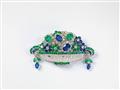 A magnificent 18k white gold and coloured stone brooch - image-2