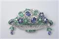 A magnificent 18k white gold and coloured stone brooch - image-1