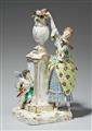 A Meissen porcelain group with a lady and Cupid - image-2