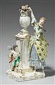 A Meissen porcelain group with a lady and Cupid - image-1