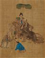 Anonymous painter . Qing dynasty - Seven album leaves depicting luohans with different animals. Ink and colour on silk. Qing dynasty. (7) - image-5
