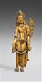 A Tibetan gilt bronze figure of Manjushri. 15th century - image-2