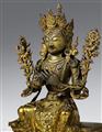 A rare and exquisite Sinotibetan or Mongolian gilt bronze figure of Maitreya. 17th/18th century - image-2