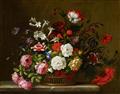 Französischer Meister des 17. Jahrhunderts - Stillleben mit Pfingstrosen, Mohn und weiteren Blumen in einem Bastkorb - image-1