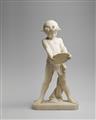 A small white Carrara marble figure of Narcissus by Fritz Heinemann - image-1