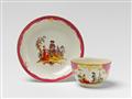 A Berlin KPM porcelain teacup and saucer with scenes after Teniers - image-2