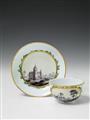 A Berlin KPM porcelain teacup finely painted with castles - image-1