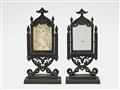 A pair of small cast iron table mirrors - image-1