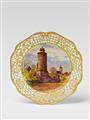 A Berlin KPM porcelain dessert plate with a view of the ruins of Vierraden - image-1