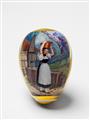 A Russian porcelain Easter egg with figures in folk costume - image-1