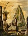 Giovanni Ghisolfi - Two Architectural Capriccios with Ruins and Figures - image-1