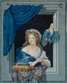 Johann Jakob Hoch - A Lady, Dog, and a Parrot seen through a Window Lady with a Sewing Box and a Parrot seen through a Window - image-1