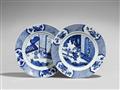 Paar blau-weißer Teller. Kangxi-Periode (1662-1722) - image-2
