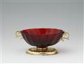 An Augsburg silver gilt mounted ruby glass dish - image-1
