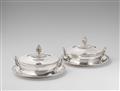 Two Parisian silver dishes and covers on stands - image-1
