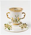 An early Meissen Böttger porcelain two-handled teacup and saucer - image-2