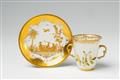 An early Meissen Böttger porcelain two-handled teacup and saucer - image-1