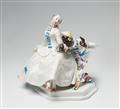 A Meissen porcelain group with a lady and a servant - image-2