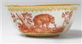 A Meissen Boettger porcelain bowl decorated with wild animals by an Augsburg "hausmaler" - image-3