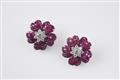 A pair of 18k white gold floral clip earrings - image-1