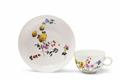 A Wegely porcelain cup and saucer with scattered flowers - image-1