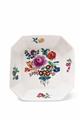 An octagonal Wegely porcelain dish with finely painted flowers - image-1