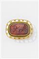 A 14k gold brooch with a Neoclassical Poniatowski sardonyx intaglio in its original gold and enamel mount. - image-3