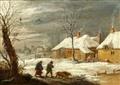David Teniers the Younger - Winter Landscape with a Peasant Couple Spring Landscape with Two Peasants saying Farewell - image-1