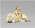 An impressively large and remarkable ivory netsuke of Eguchi no Kimi, by Tomochika. Mid-19th century - image-1