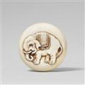 An ivory manju of an elephant, by Homin. Mid-19th century - image-1