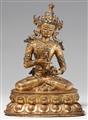 Prächtige Figur des Vajrasattva. Feuervergoldete Bronze. Tibet. 17. Jh. - image-1