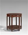 A pair of hardwood semi-circular console tables. 19th/20th century - image-1