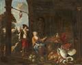 Bernaert de Bridt - Two Genre Scenes Hunter and Maid by a Palace Young Couple and an Old Woman by a Cottage - image-1