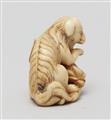 An ivory netsuke of a long-haired dog. Early 19th century - image-4