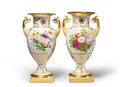 A pair of Berlin KPM porcelain amphora vases with floral decor - image-2