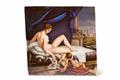 A signed porcelain plaque with Venus and Cupid - image-1
